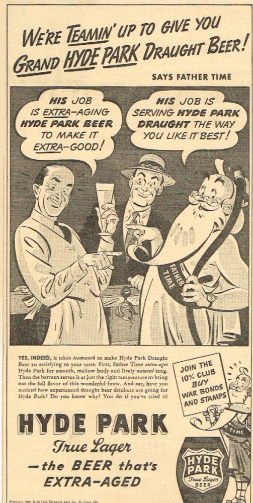 Item 77590 1942 Hyde Park True Lager Beer Paper Ad