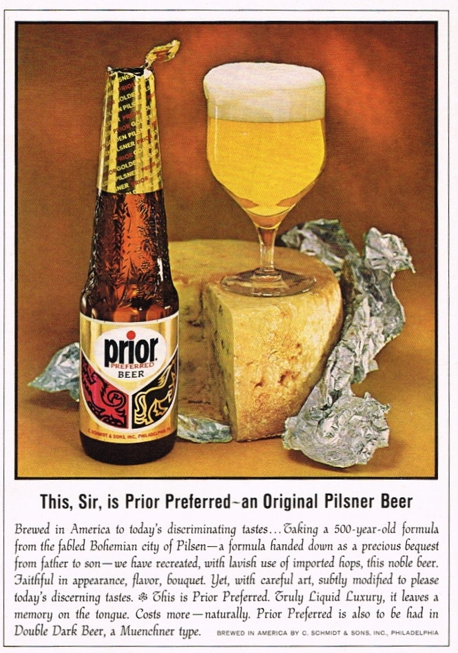 Prior Beer Label Item #75514 1964 Prior Preferred Beer Paper Ad
