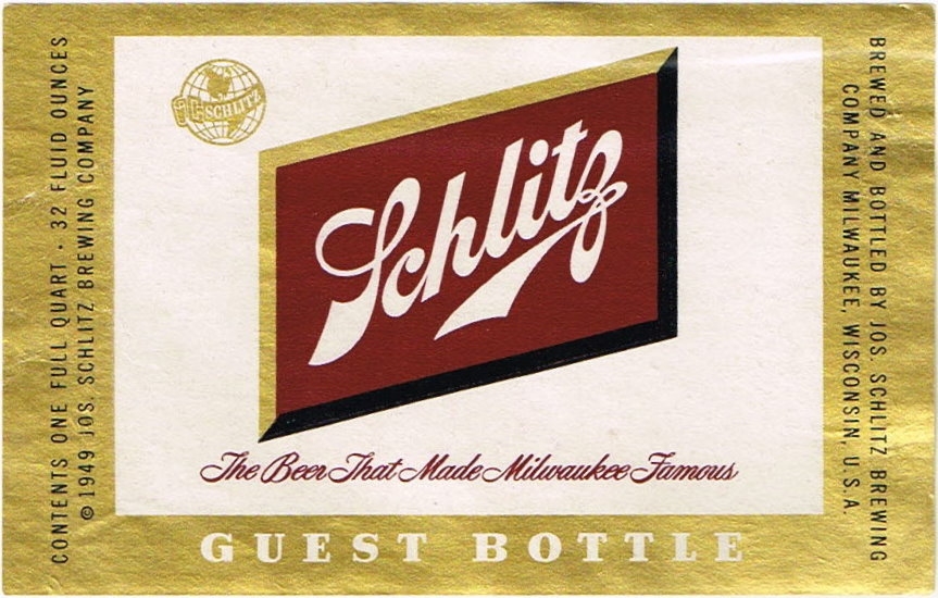 Item #81206 1950 Schlitz Beer Label WI316