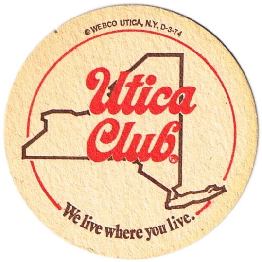 Item 61736 1974 Utica Club Beer Coaster NYWEB8