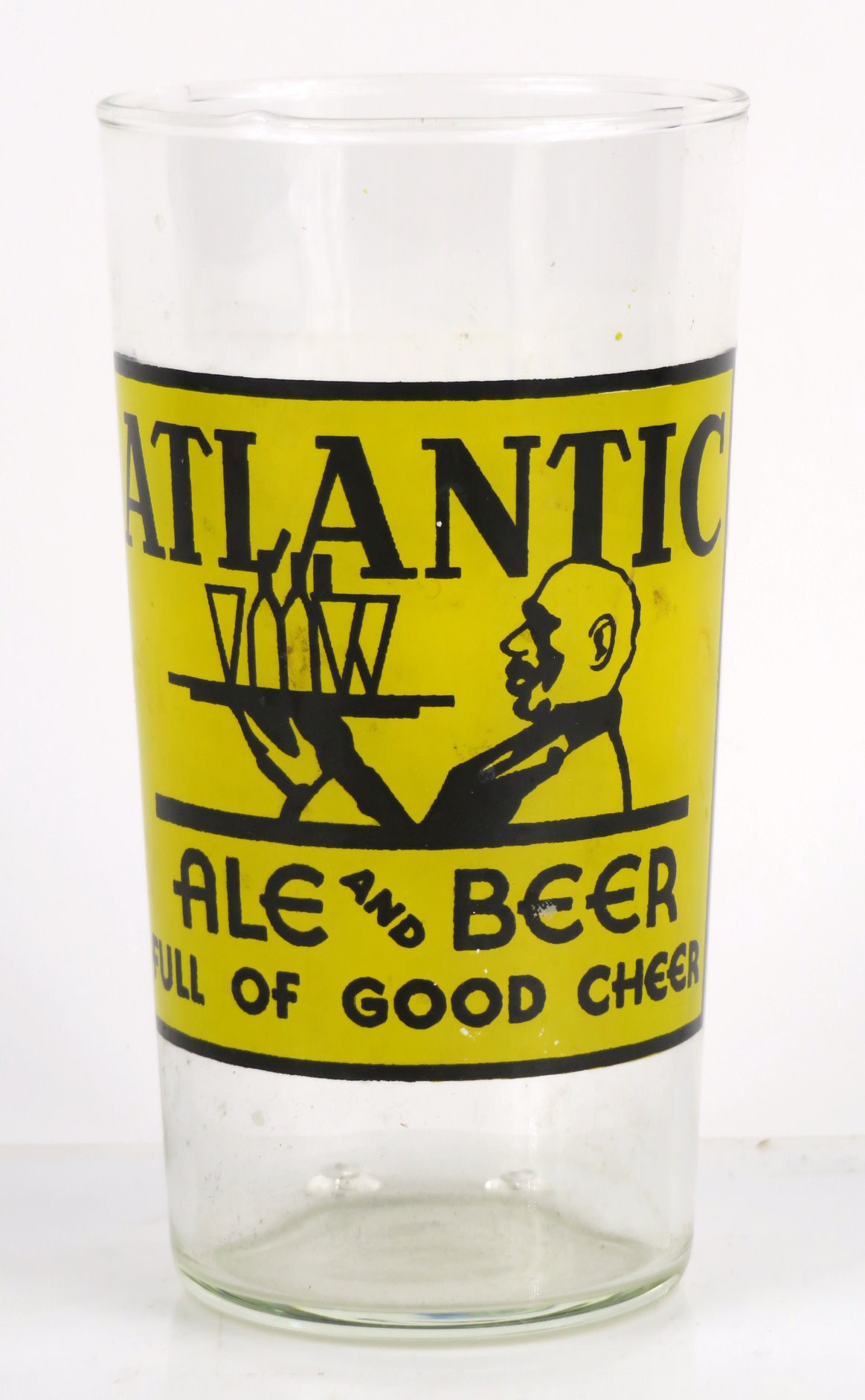 Item 80714 1937 Atlantic Ale and Beer Straight Sided ACL Drinking Glass
