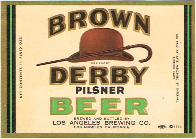 Item #23931 1936 Brown Derby Pilsner Beer Label WS16-10V