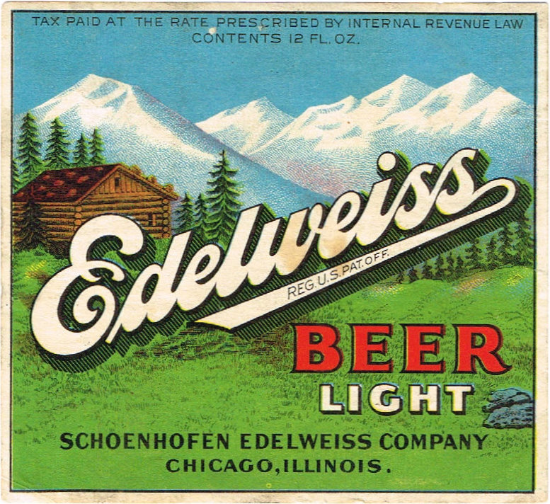 Item #65967 1936 Edelweiss Light Beer Label IL45-07