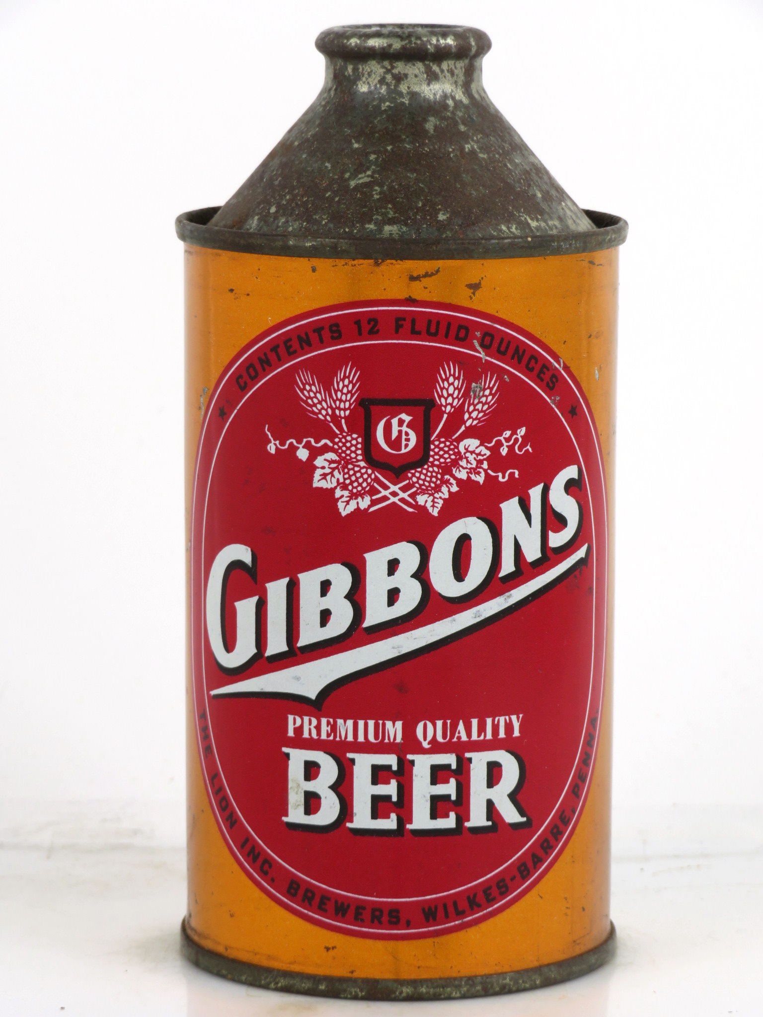 Item 32684 1957 Gibbons Premium Quality Beer Cone Top Can 16428