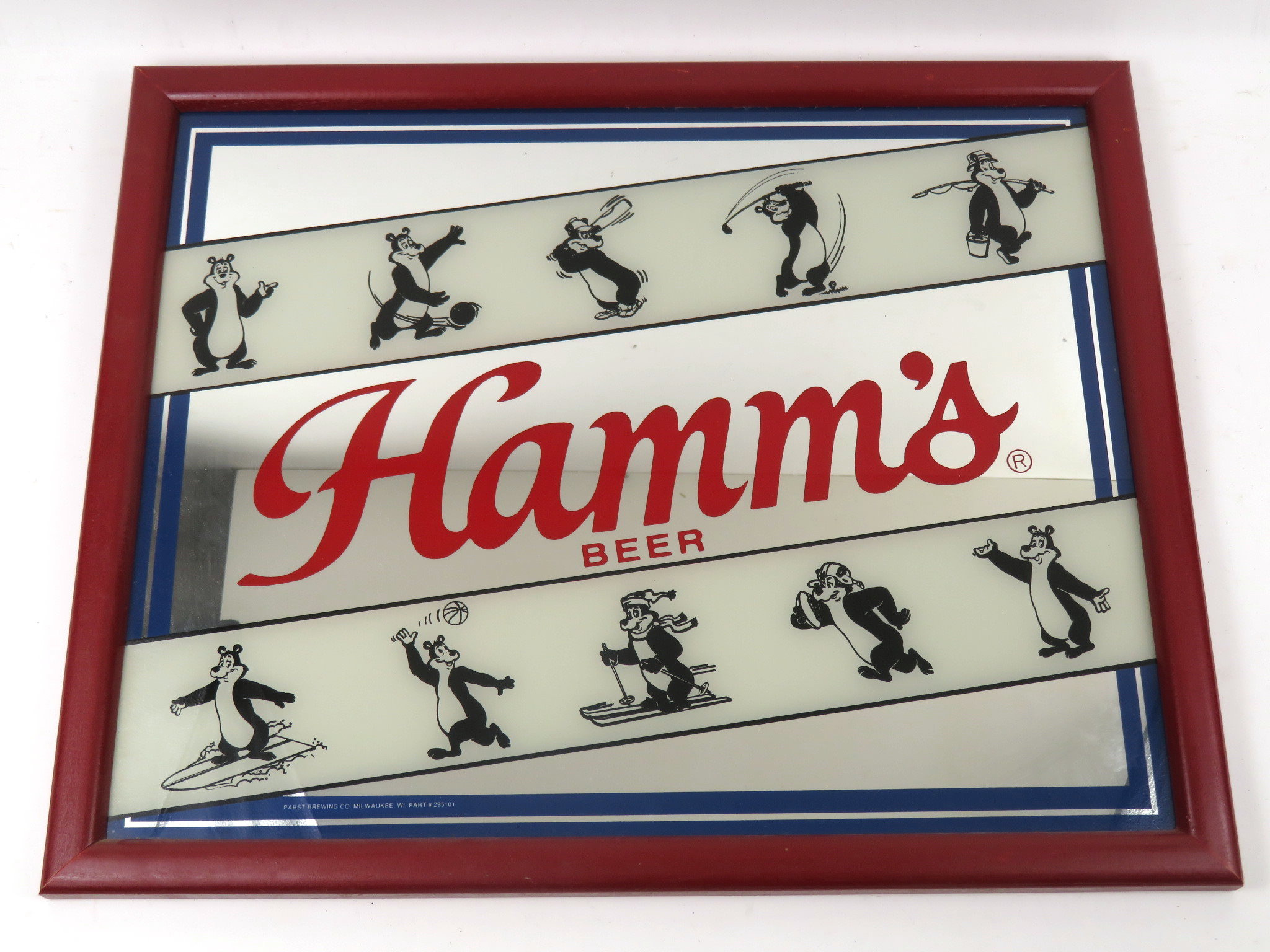 Item #95564 1995 Hamm's Beer Bear Sports Bar Mirror 