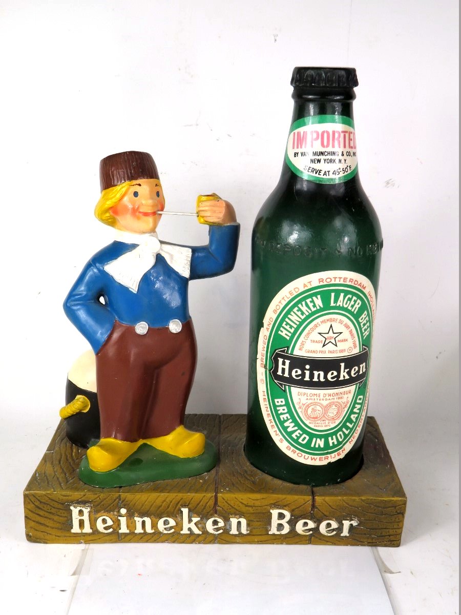 Item #95824 1970 Heineken Beer Dutch Boy and Bottle Display Backbar Sign