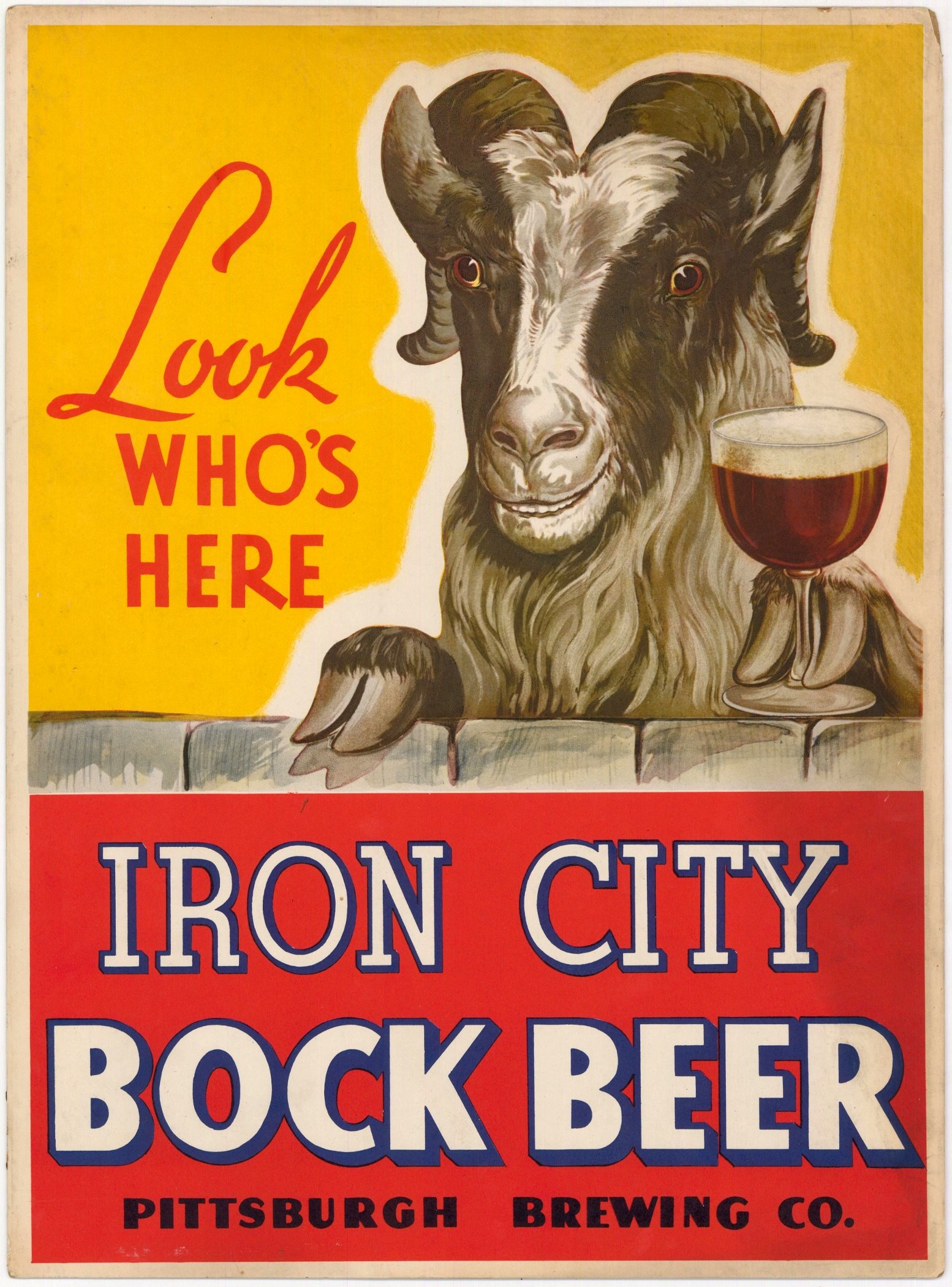 Item 85848 1938 Iron City Bock Beer EaselBack Sign Sign