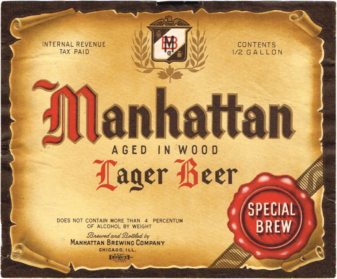 Item 36648 1940 Manhattan Lager Beer Label IL3314