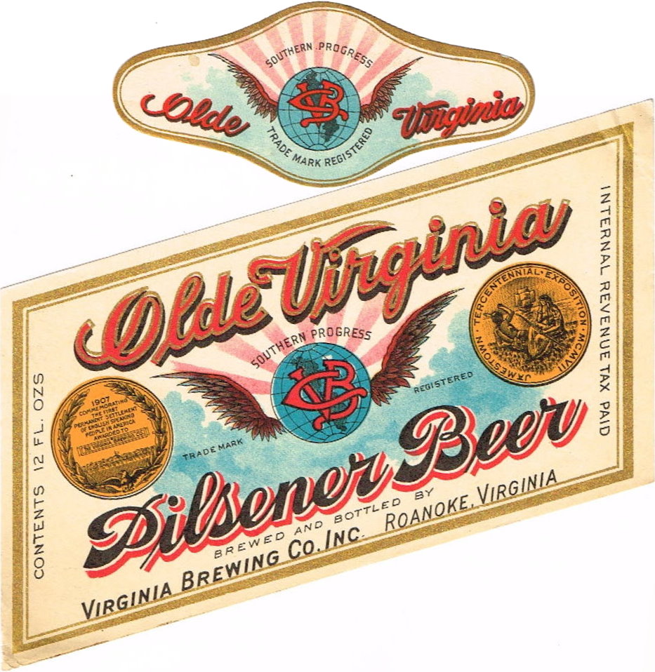 Item #70768 1942 Olde Virginia Pilsener Beer Label ES125-04