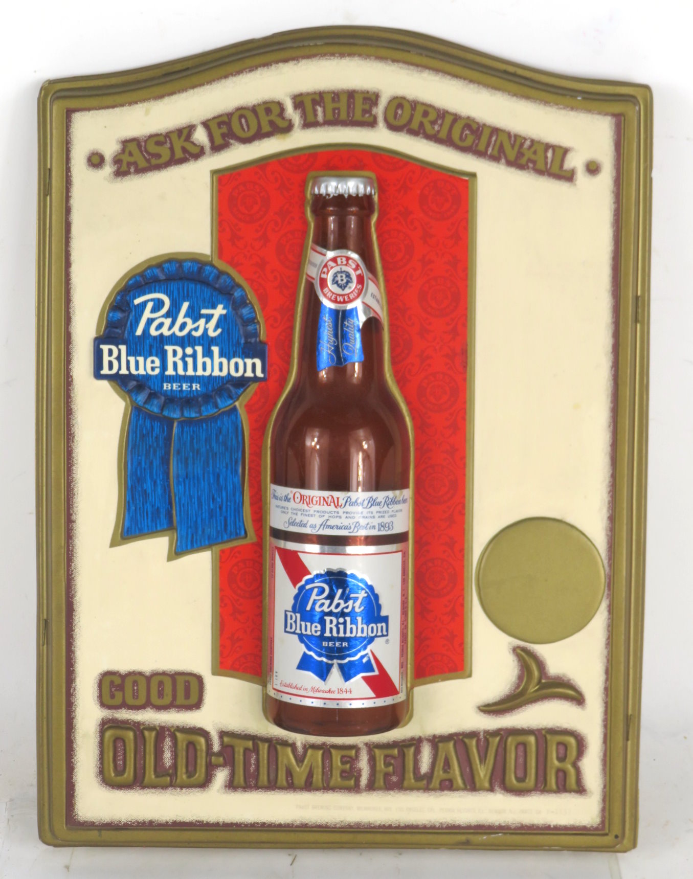 Item #98330 1975 Pabst Blue Ribbon Beer (P-1137) Plastic Sign