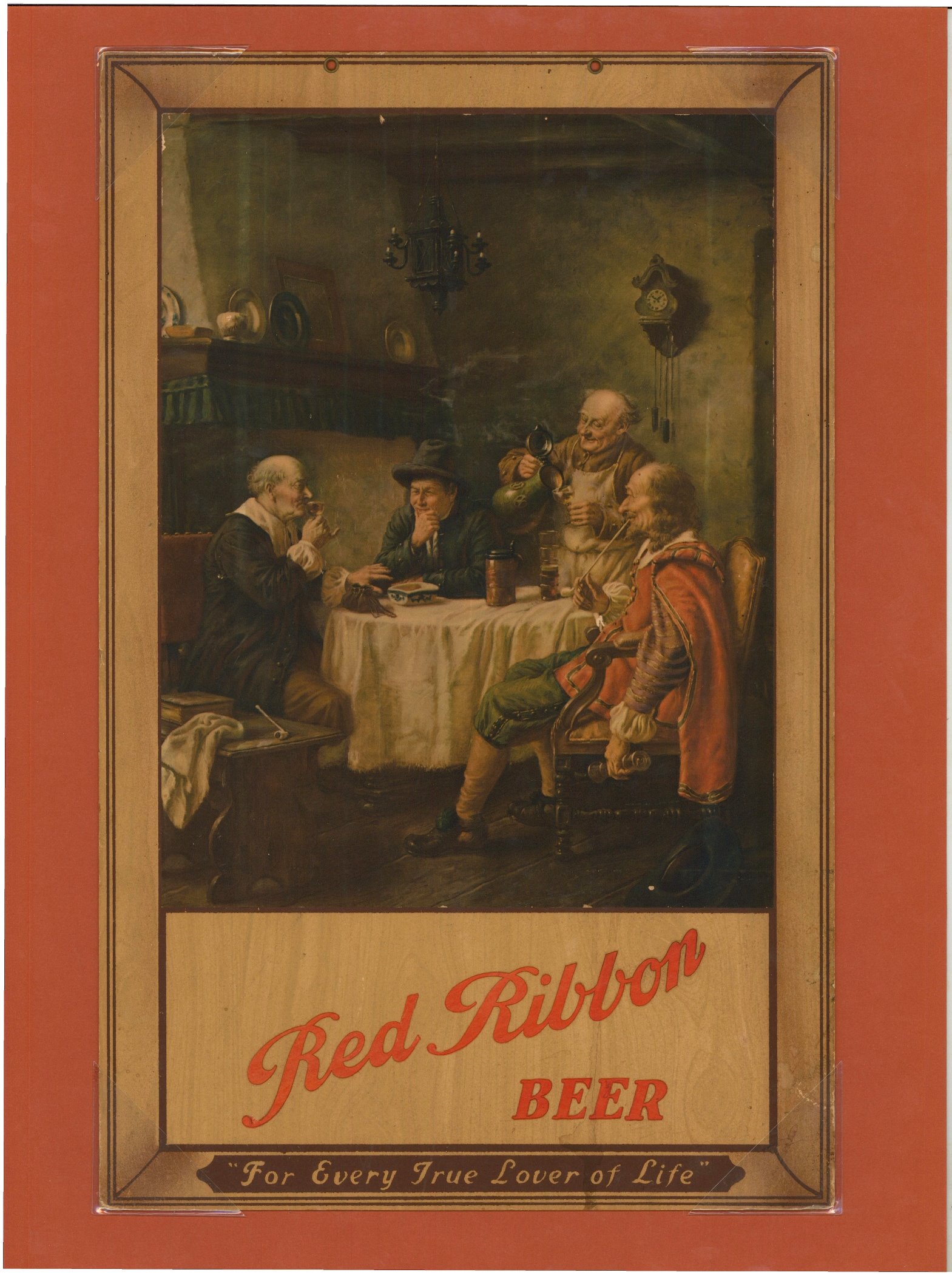 Red Ribon Beer Item #95524 1938 Red Ribbon Beer Cardboard Sign Sign