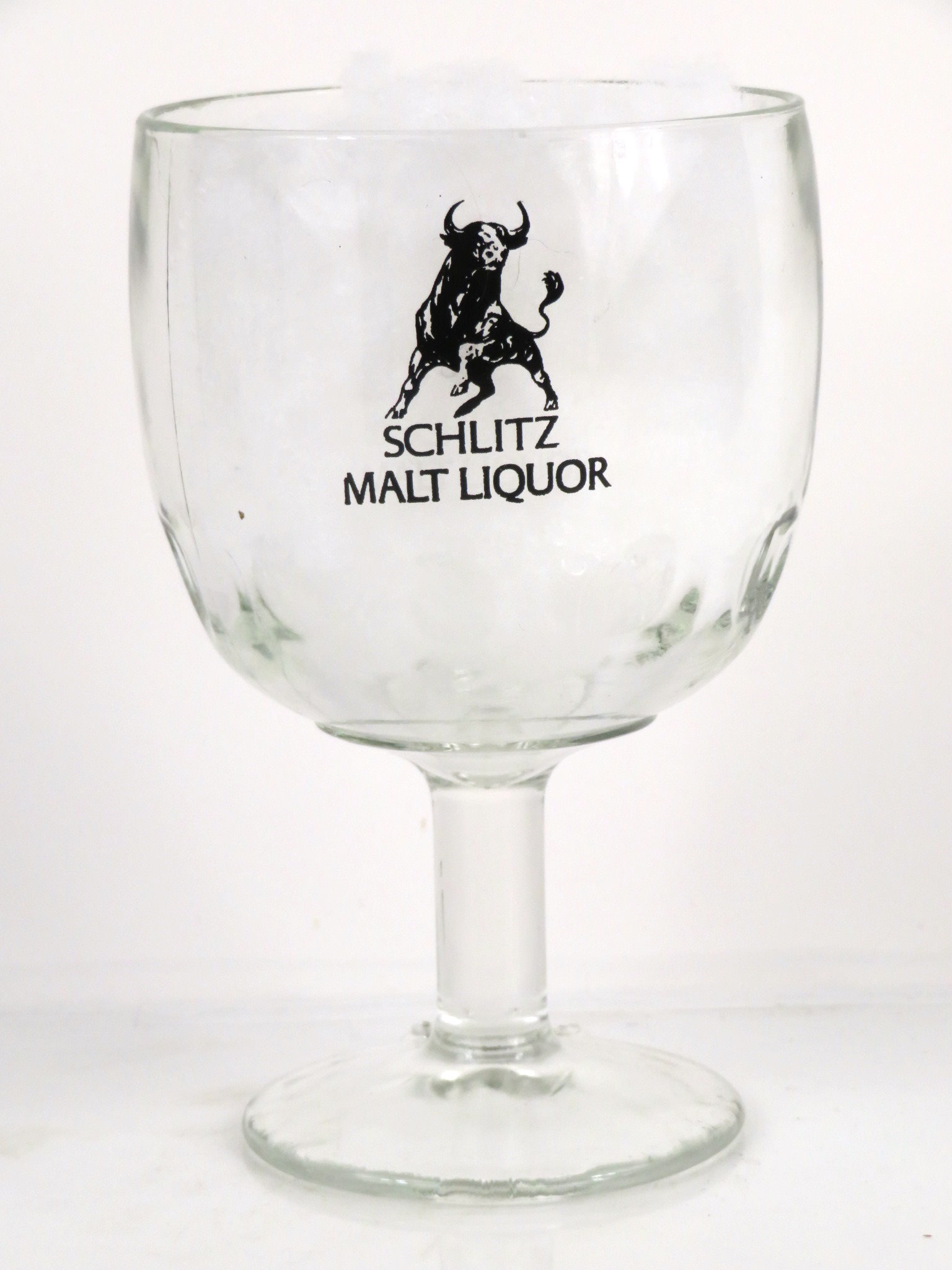 Item #95935 1972 Schlitz Malt Liquor (black) Thumbprint ACL Glass Goblet