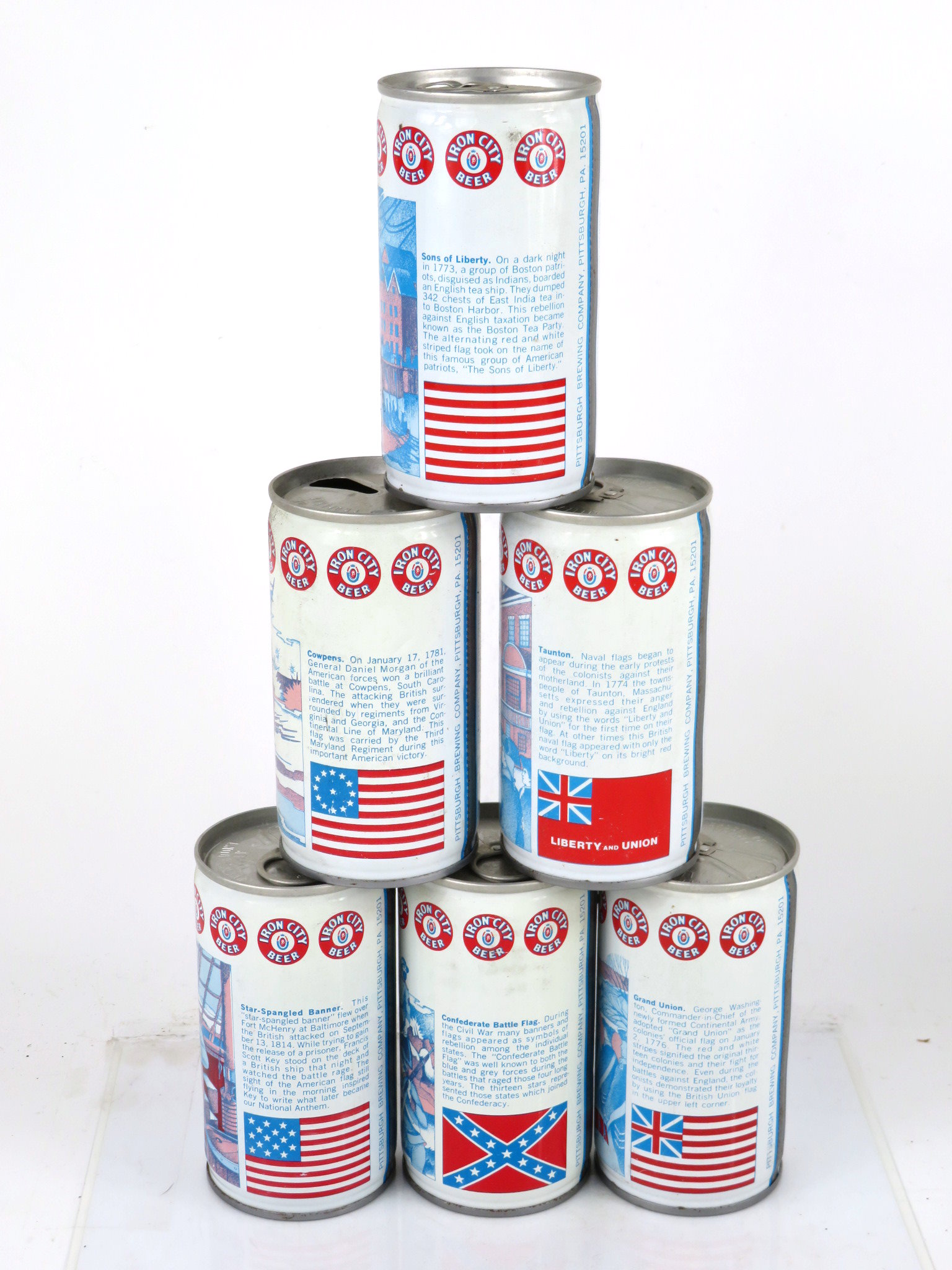 Item 96030 1976 Set of 6 Iron City Beer Flags of America Tab Top Can