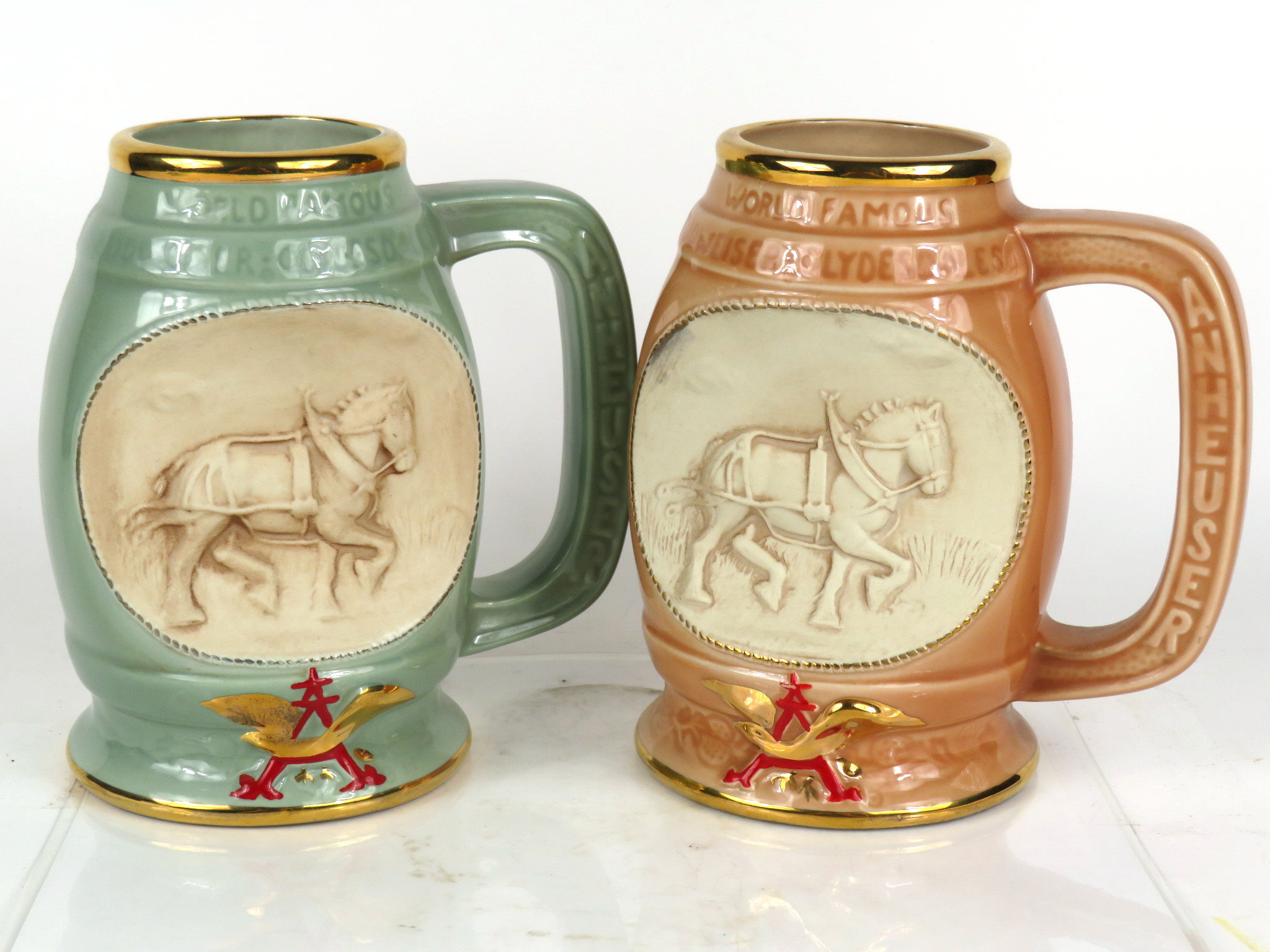 Item 95485 1992 Set of Two James B. Beam Clydesdale Steins Mugs