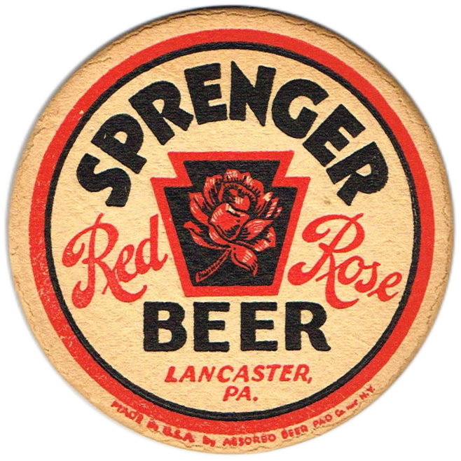 Item 4357 1933 Sprenger Red Rose Beer Coaster PASPREN1
