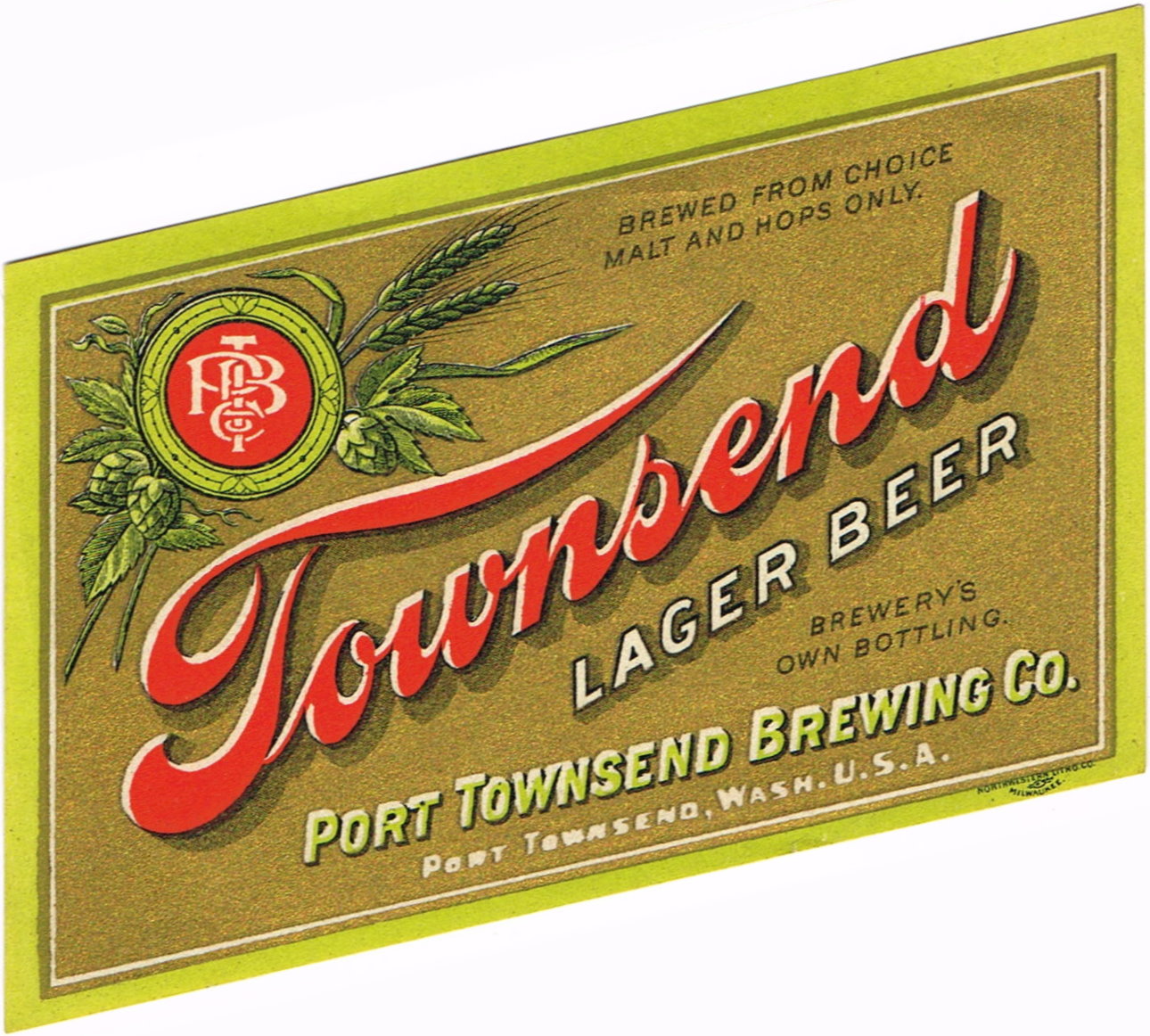 Item #2999 1910 Townsend Lager Beer zxz Label WS112-18